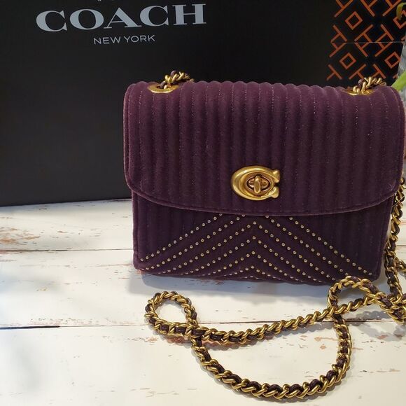 RETAIL COACH Studded Parker Velvet Quilted Bag with Rivets - Picture 3 of 16